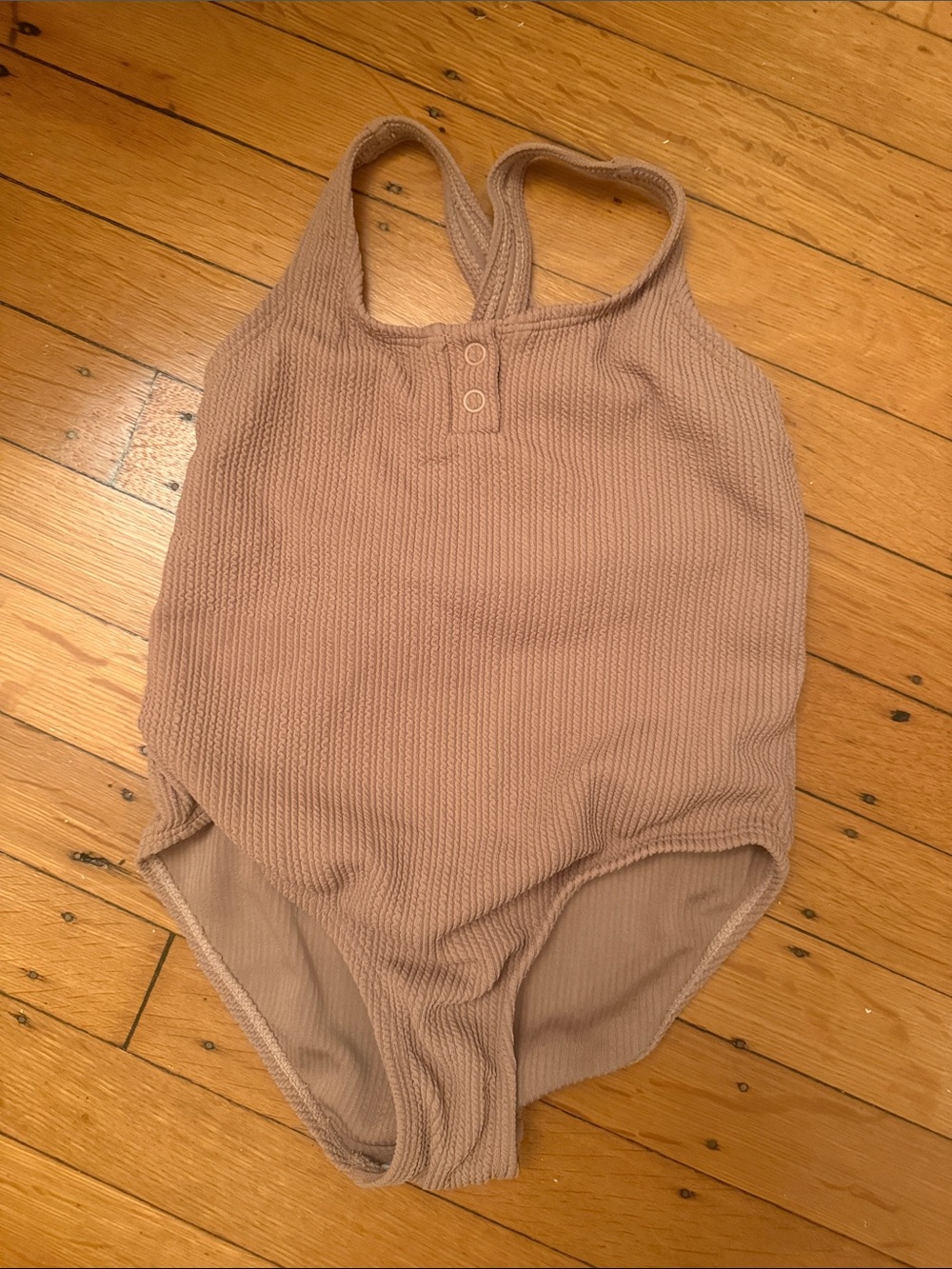 Zara Ribbed One-Piece Swimsuit in Mauve Taupe